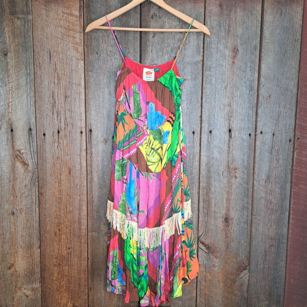 Eclectic Dopamine Dressing Farm Rio Anthropologie Palili Fringe Midi Dress W PXS